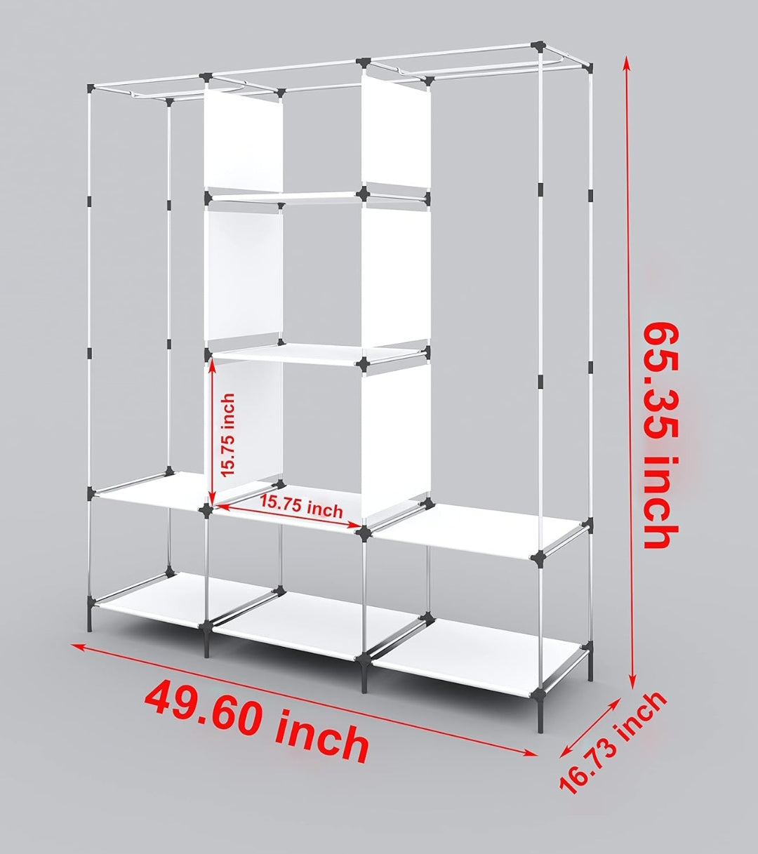 Shopee Brown with Pocket, 6+2 Fancy Layer Collapsible Wardrobe Organizer Portable Foldable for Clothes Racks Steel Tube and PP Plastic (‎126 x 42.5 x 166 cm)