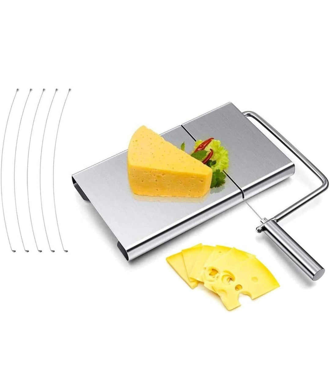 Cheese Slicer, Cheese Divider,soap Wire Cutter, Multifunctional Stainless Steel Butter Cheese Cutter, 5 Wires Included Adjustable Thickness Cheese Cutter