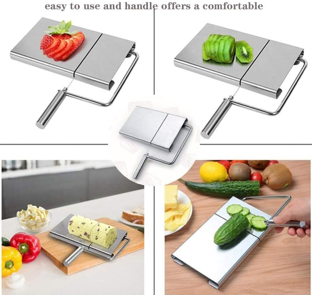 Cheese Slicer, Cheese Divider,soap Wire Cutter, Multifunctional Stainless Steel Butter Cheese Cutter, 5 Wires Included Adjustable Thickness Cheese Cutter