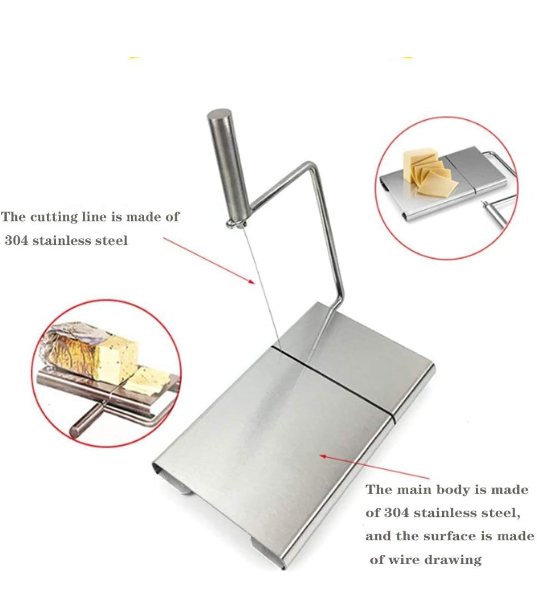 Cheese Slicer, Cheese Divider,soap Wire Cutter, Multifunctional Stainless Steel Butter Cheese Cutter, 5 Wires Included Adjustable Thickness Cheese Cutter