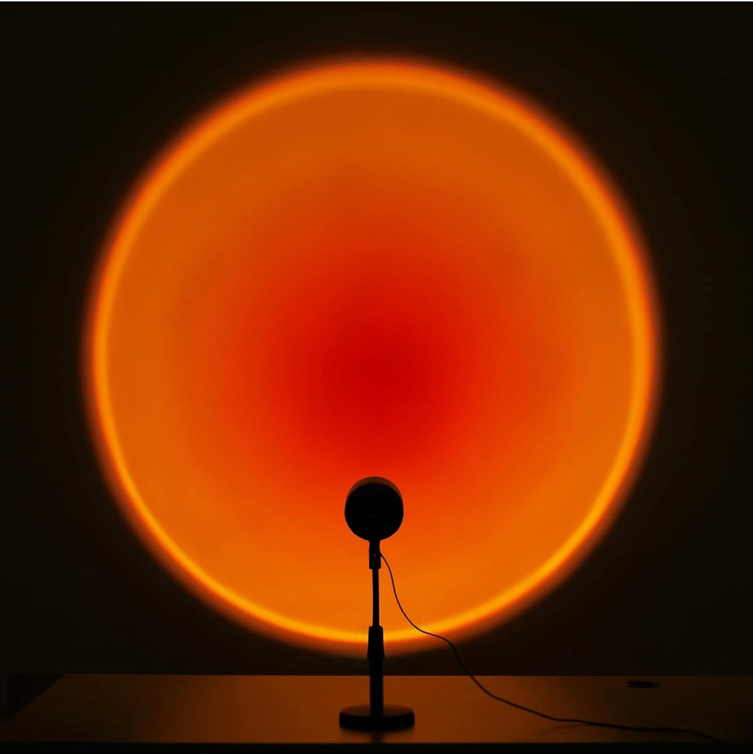 Sunset Lamp Extendable LED Desktop Indoor Projection Lighting Romantic Ambience Light 90 Degree Rotation Wall Background Night Light for Home Party Living Room Bedroom Décor - Sunset red