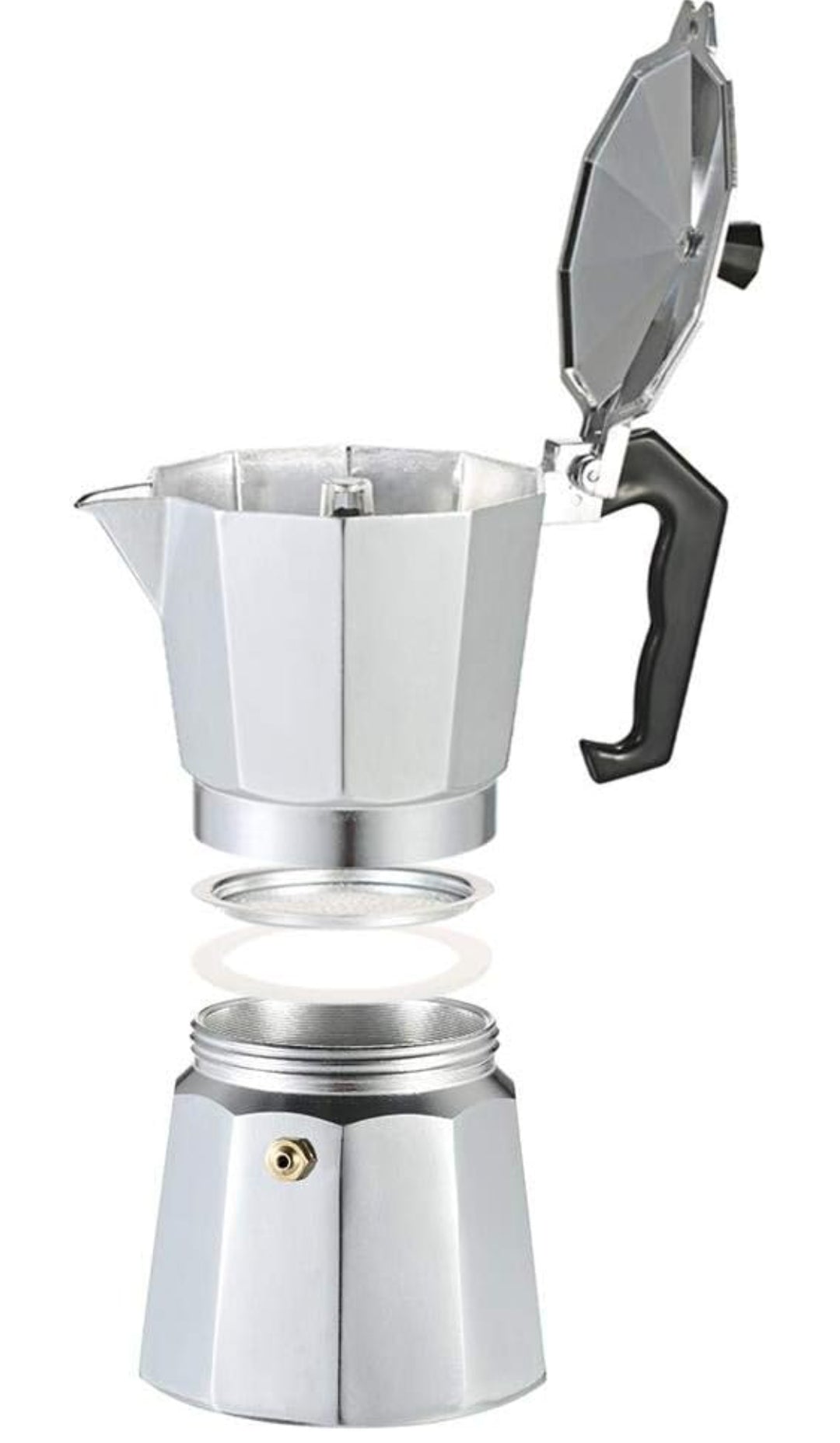 6-Cup Aluminum Espresso Percolator Coffee Stovetop Maker Mocha Pot for Use on Gas or Electric Stove