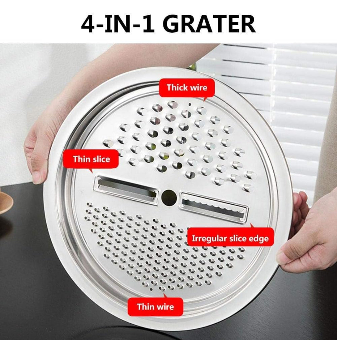 Graters for Kitchen Rotary Cheese Grater, 3PCS Kitchen Graters Set with Stainless Steel Drain Basin for Vegetables Fruits Cheese