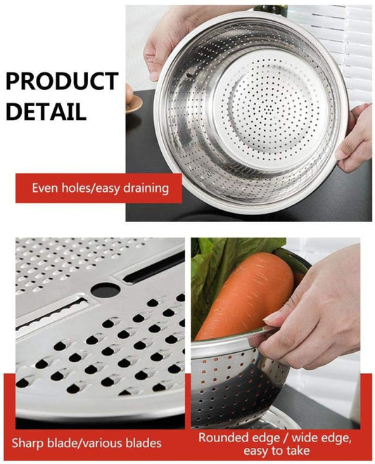 Graters for Kitchen Rotary Cheese Grater, 3PCS Kitchen Graters Set with Stainless Steel Drain Basin for Vegetables Fruits Cheese