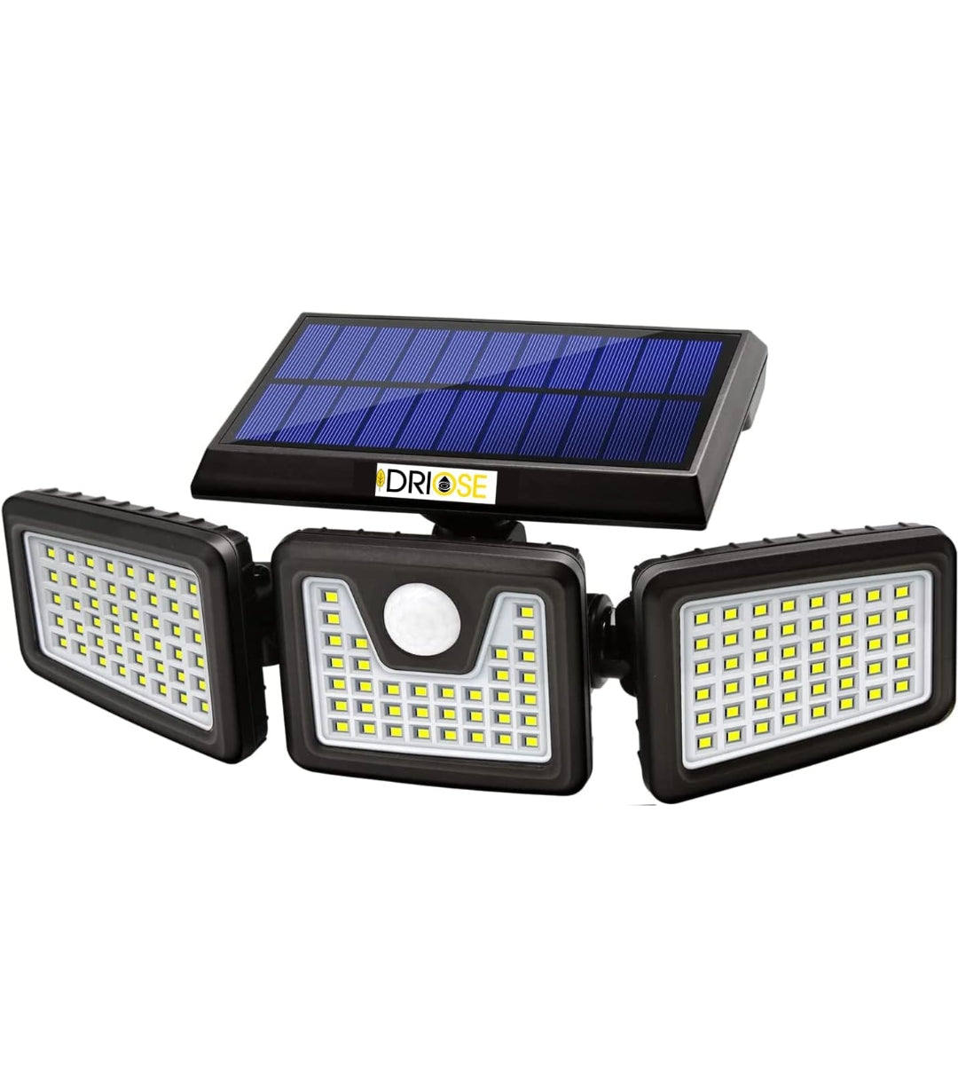 Garden Solar Lights Outdoor, Solar Light 128 LED, Solar Motion Sensor Lights; 3 Adjustable Heads, 270°Wide Angle Illumination, IP65.(Pack of 1)