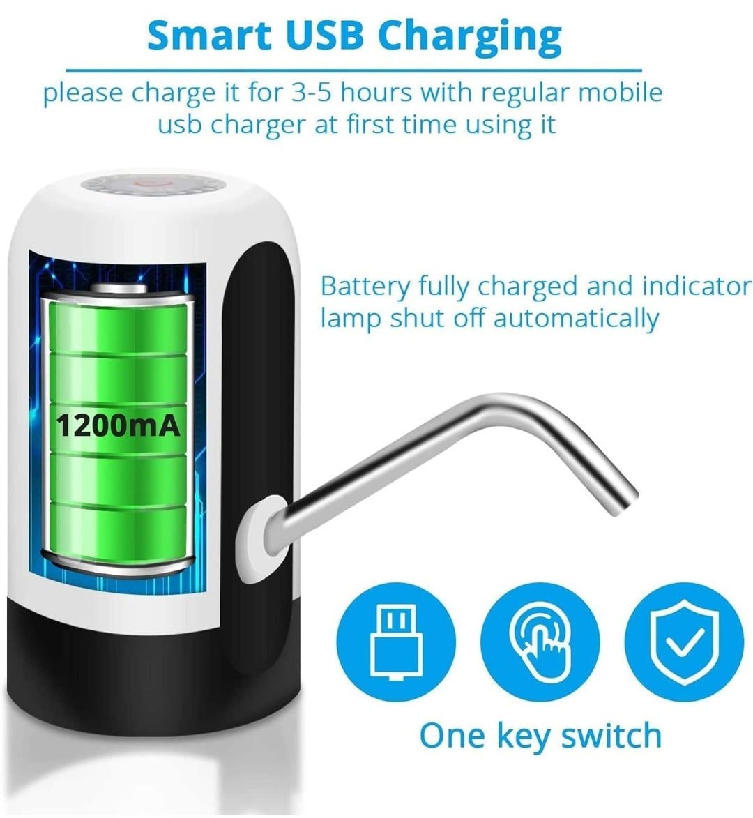 Automatic Water Dispenser USB Rechargeable Battery Water Pump for 20 Litre Bottle Electric Can with Built in Copper String Benefits Water can Pump